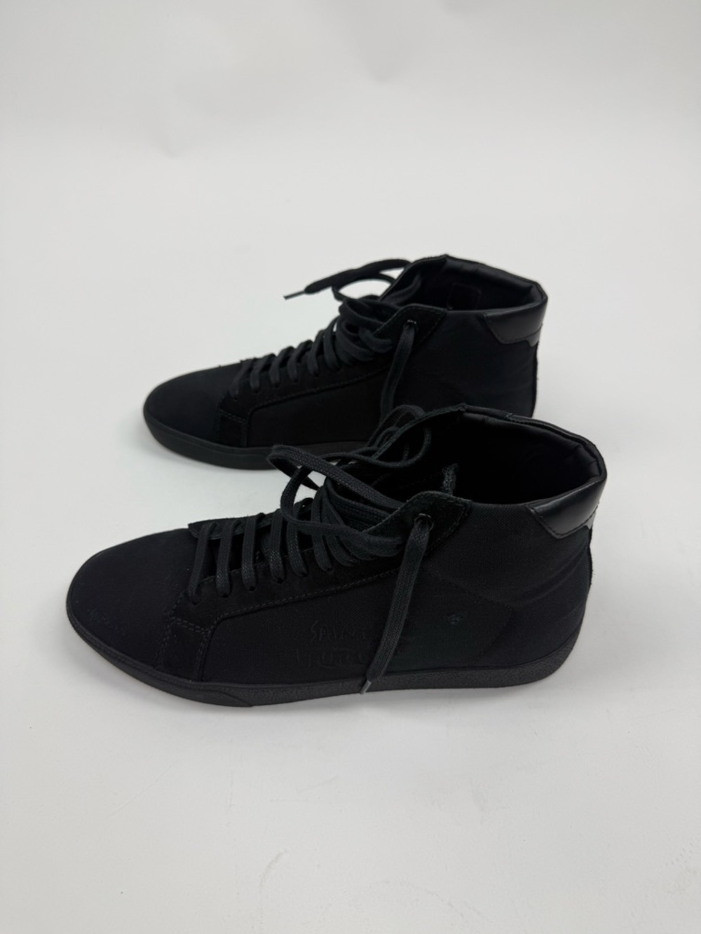 Saint Laurent Men's Black Lace-Up High-Top Sneakers - Picture 3 of 7